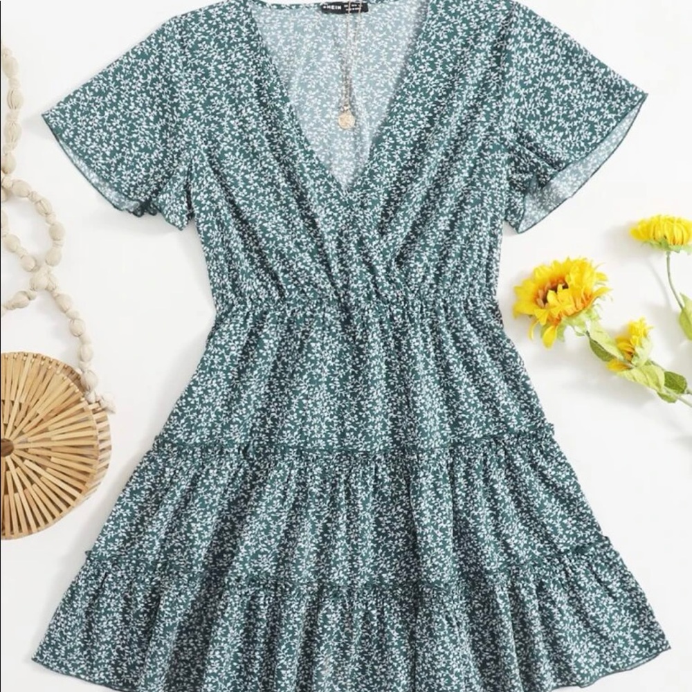 green floral dress